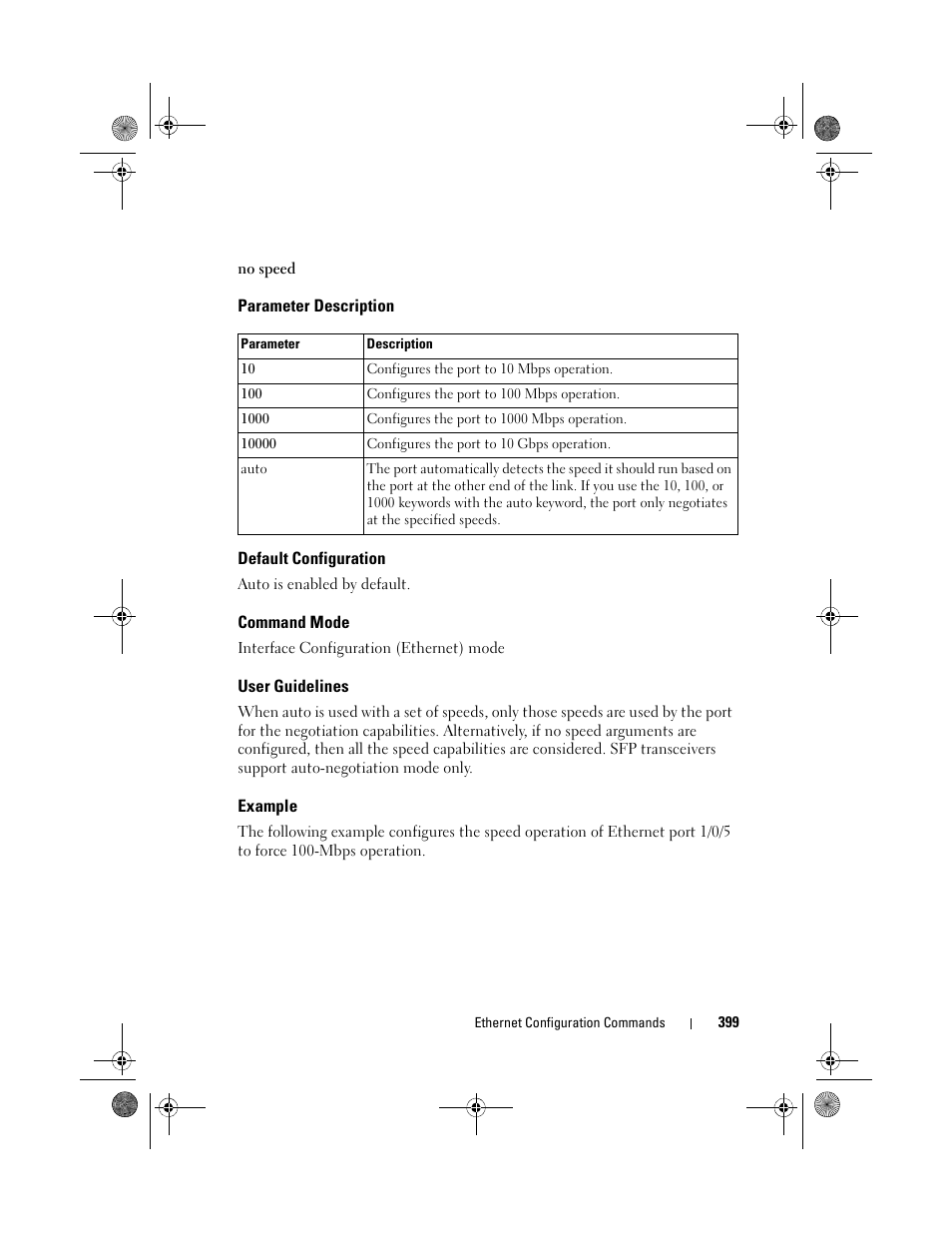 Parameter description, Default configuration, Command mode | User guidelines, Example | Dell POWEREDGE M1000E User Manual | Page 399 / 1682