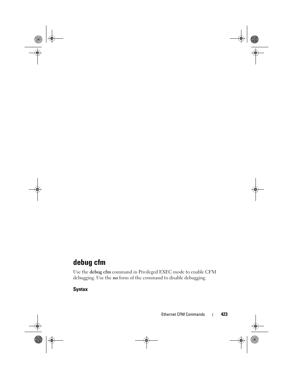 Debug cfm, Syntax | Dell POWEREDGE M1000E User Manual | Page 423 / 1682