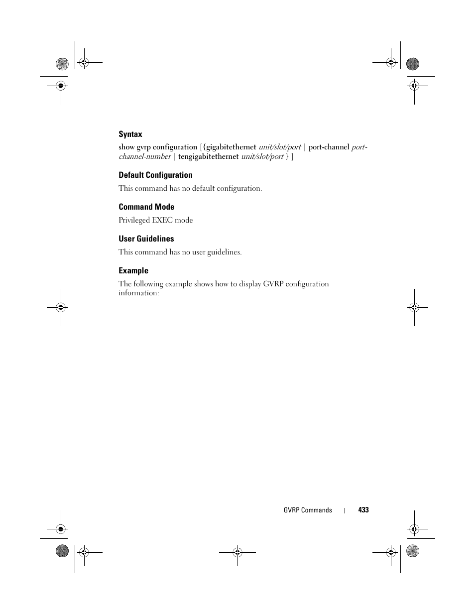 Syntax, Default configuration, Command mode | User guidelines, Example | Dell POWEREDGE M1000E User Manual | Page 433 / 1682