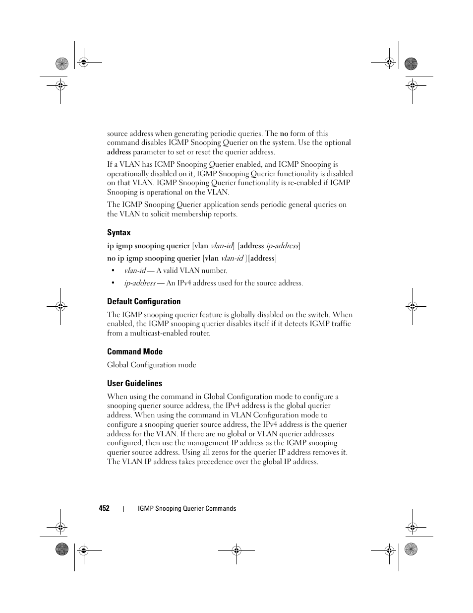 Syntax, Default configuration, Command mode | User guidelines | Dell POWEREDGE M1000E User Manual | Page 452 / 1682