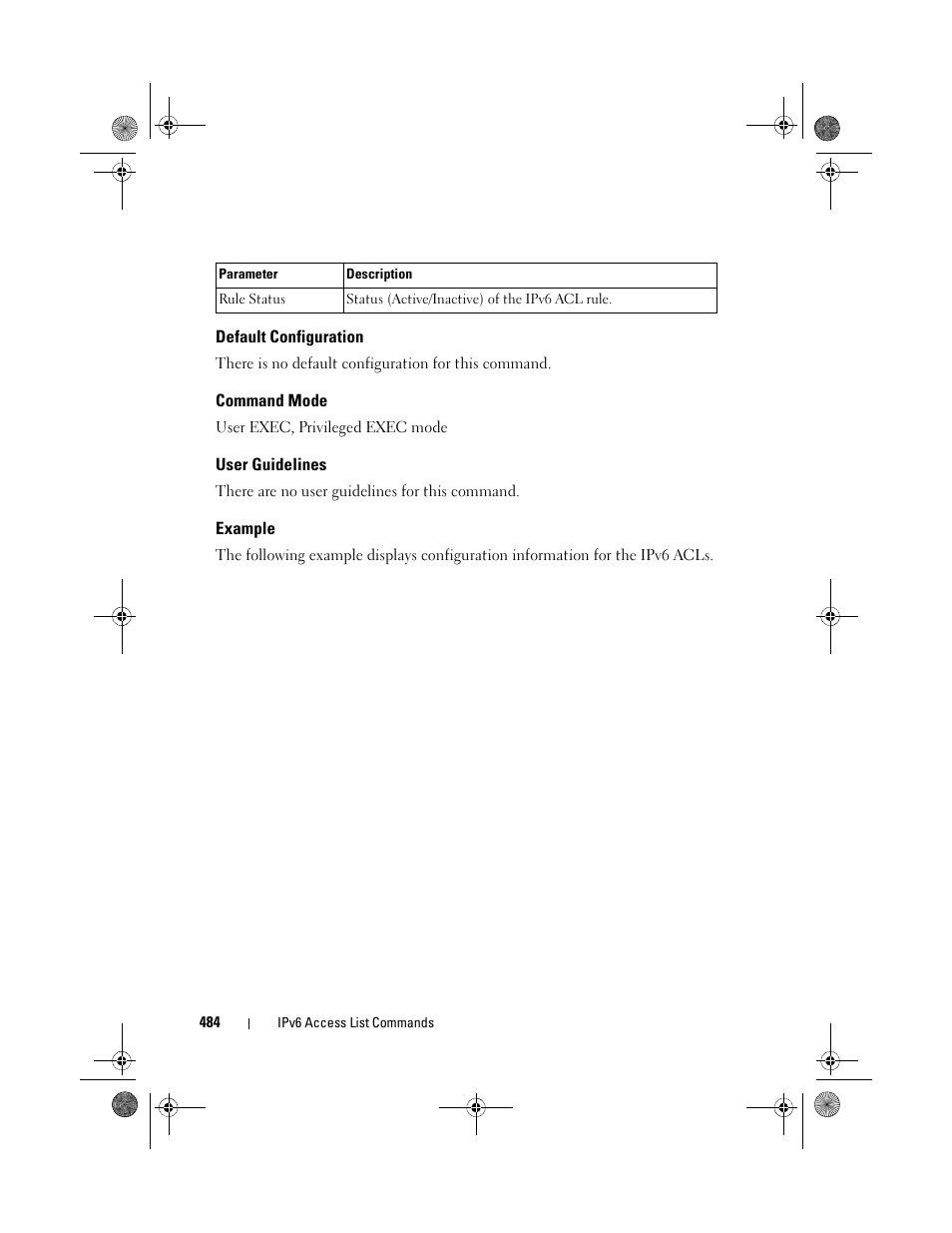 Default configuration, Command mode, User guidelines | Example | Dell POWEREDGE M1000E User Manual | Page 484 / 1682