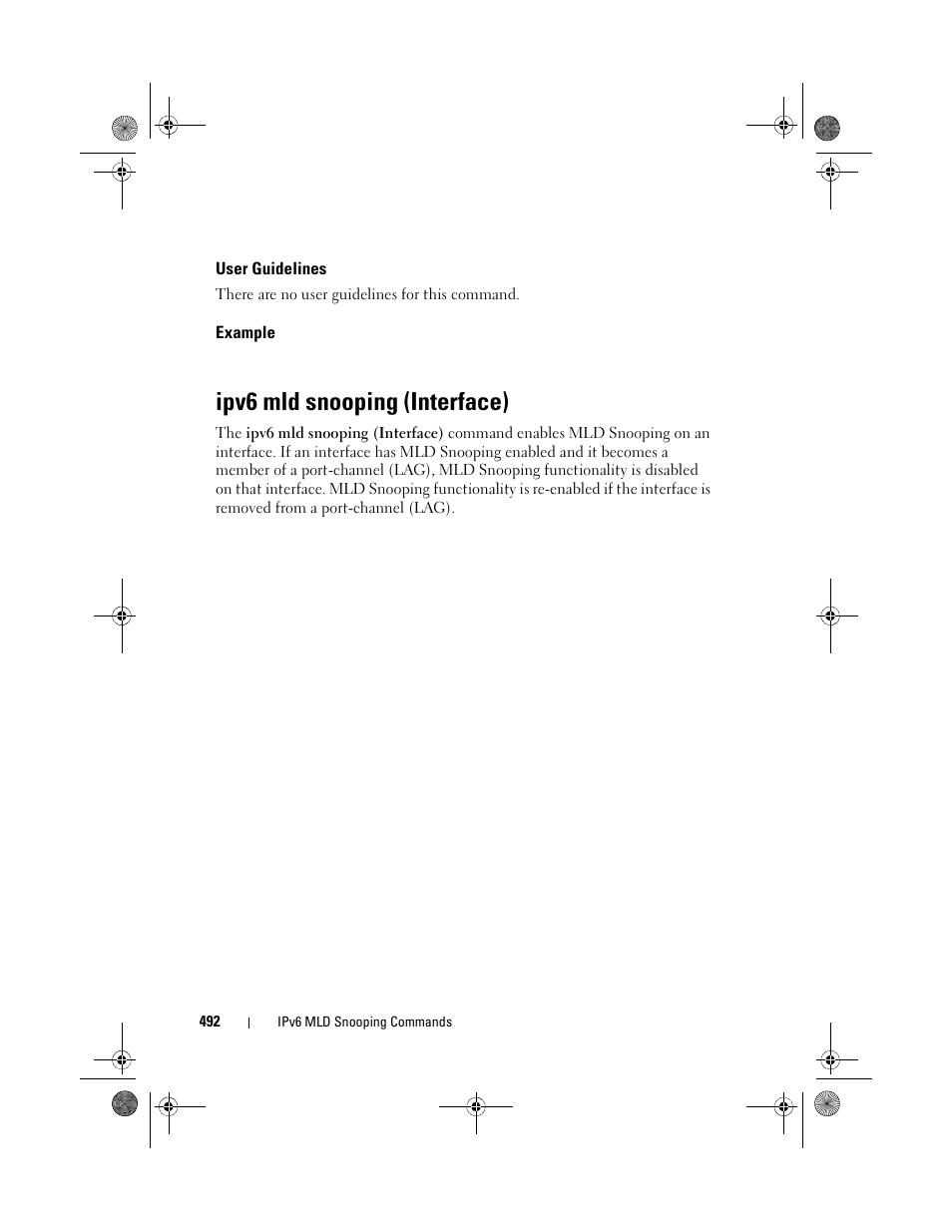 User guidelines, Example, Ipv6 mld snooping (interface) | Dell POWEREDGE M1000E User Manual | Page 492 / 1682