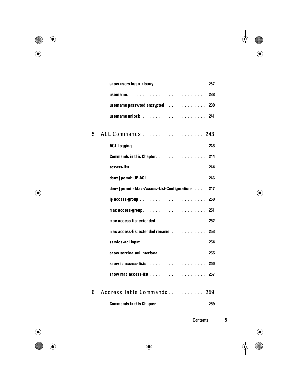 5 acl commands, 6 address table commands | Dell POWEREDGE M1000E User Manual | Page 5 / 1682