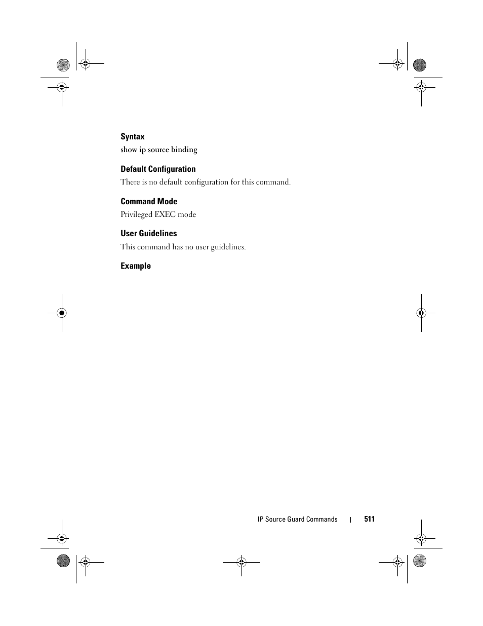 Syntax, Default configuration, Command mode | User guidelines, Example | Dell POWEREDGE M1000E User Manual | Page 511 / 1682