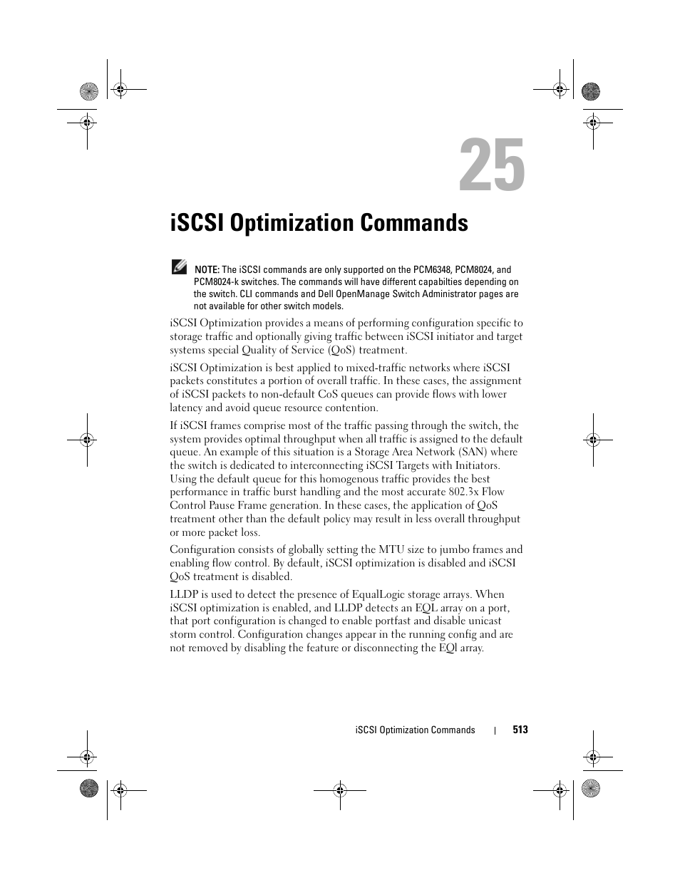 Iscsi optimization commands, Iscsi, Optimization | Commands | Dell POWEREDGE M1000E User Manual | Page 513 / 1682