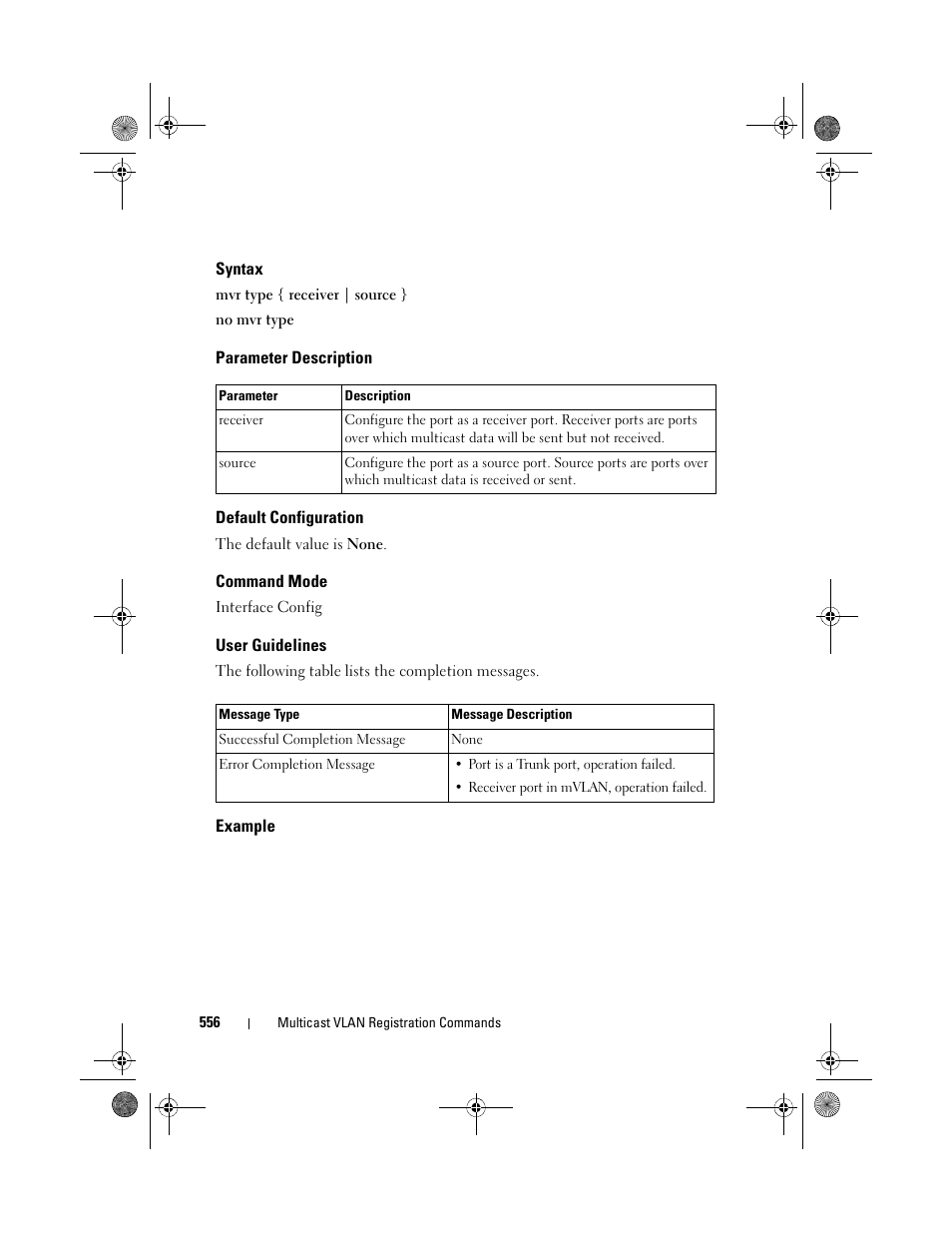 Syntax, Parameter description, Default configuration | Command mode, User guidelines, Example | Dell POWEREDGE M1000E User Manual | Page 556 / 1682