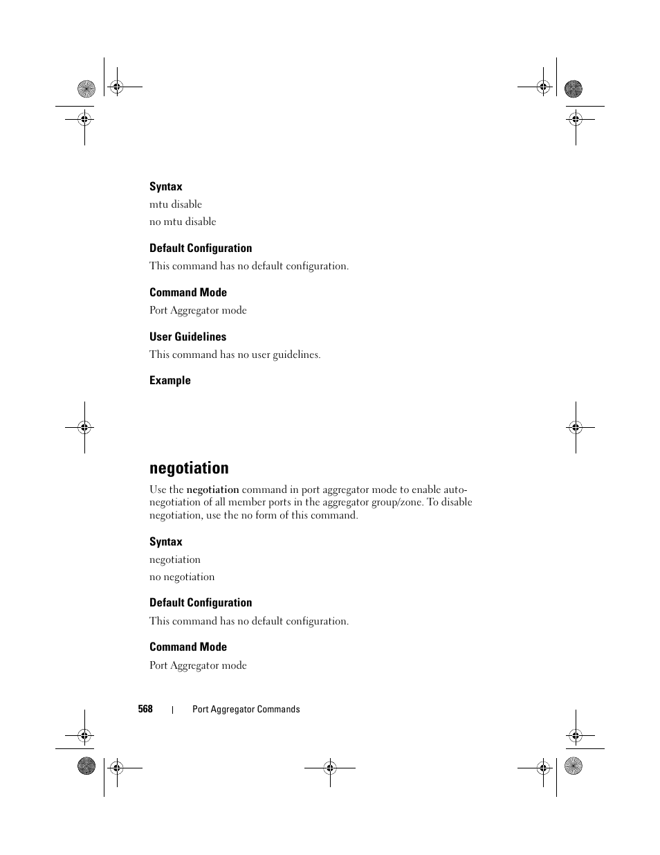 Syntax, Default configuration, Command mode | User guidelines, Example, Negotiation | Dell POWEREDGE M1000E User Manual | Page 568 / 1682