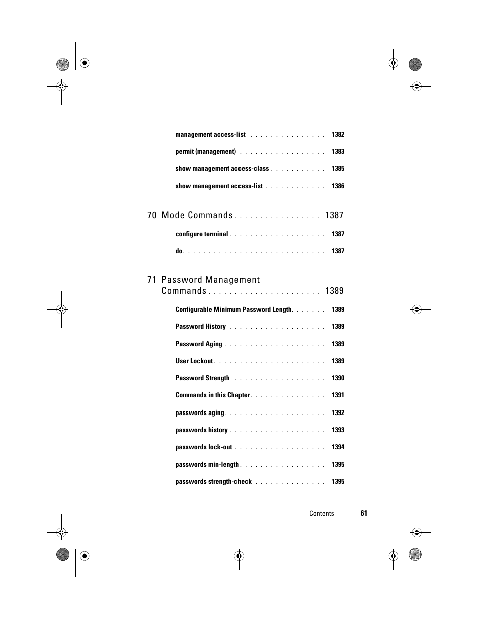 70 mode commands, 71 password management commands | Dell POWEREDGE M1000E User Manual | Page 61 / 1682