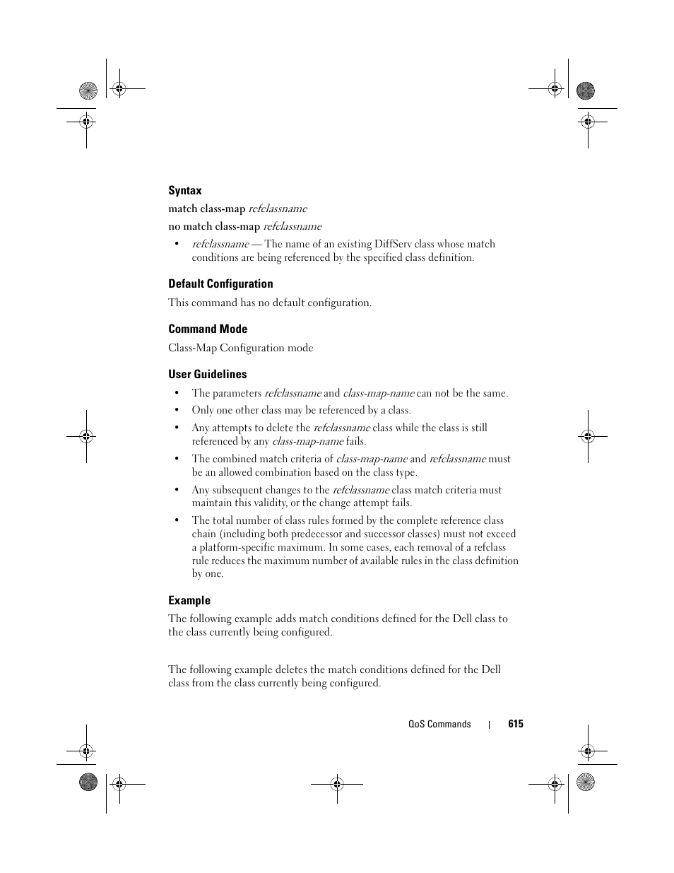 Syntax, Default configuration, Command mode | User guidelines, Example | Dell POWEREDGE M1000E User Manual | Page 615 / 1682