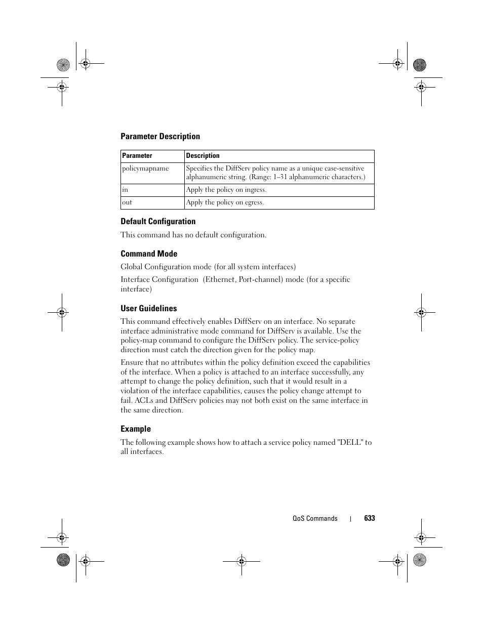 Parameter description, Default configuration, Command mode | User guidelines, Example | Dell POWEREDGE M1000E User Manual | Page 633 / 1682