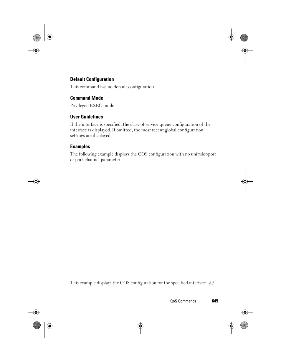 Default configuration, Command mode, User guidelines | Examples | Dell POWEREDGE M1000E User Manual | Page 645 / 1682