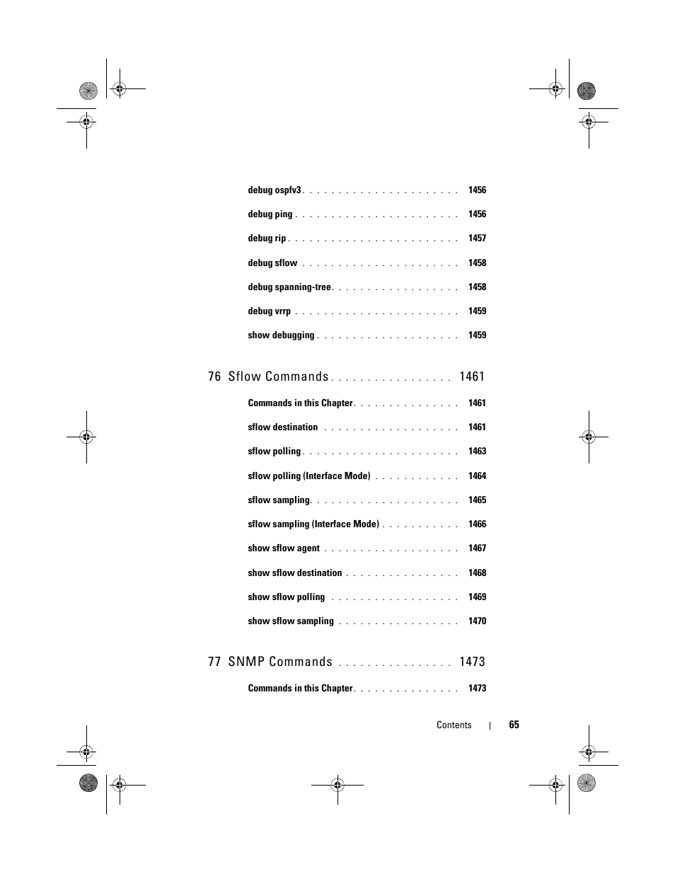 76 sflow commands, 77 snmp commands | Dell POWEREDGE M1000E User Manual | Page 65 / 1682