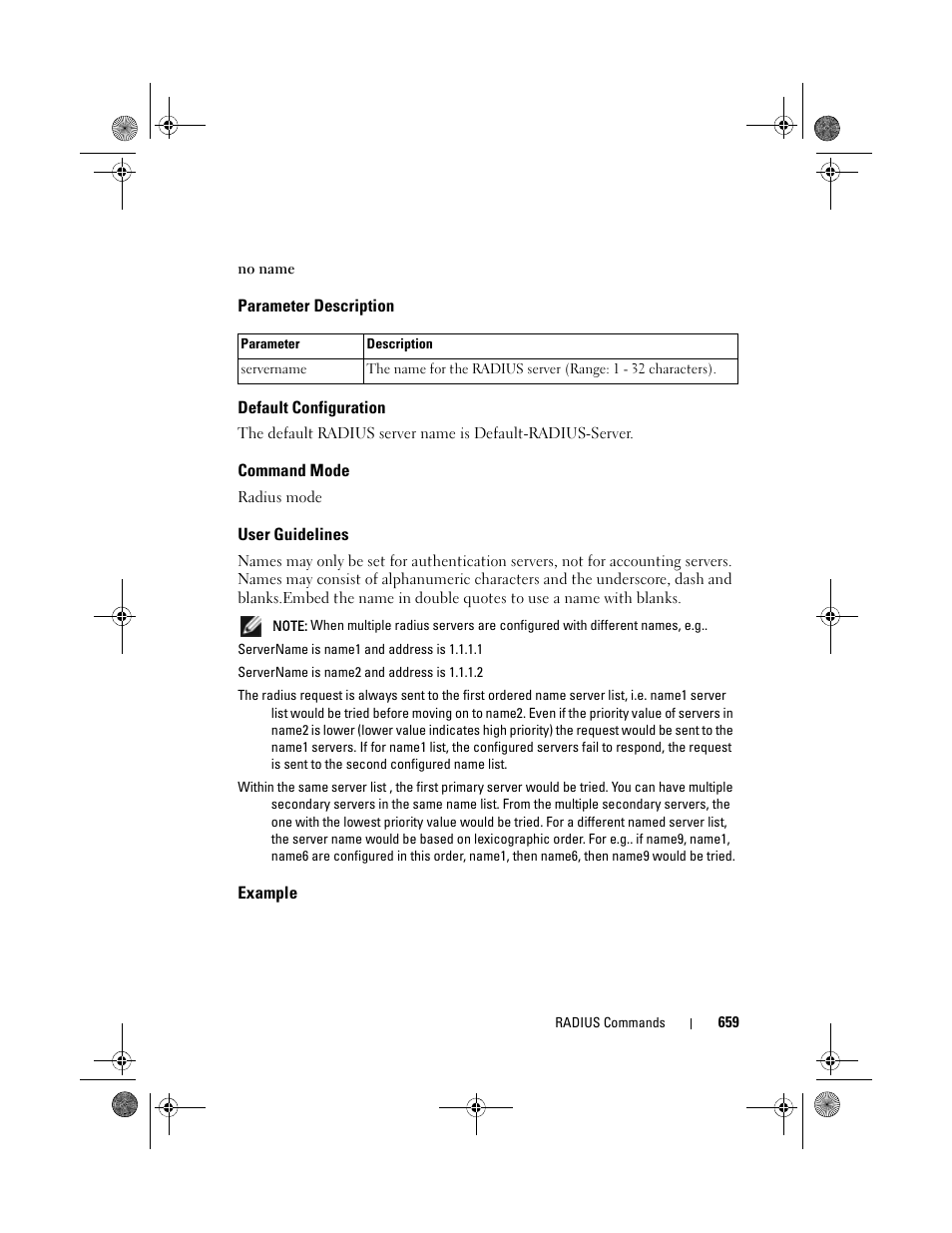 Parameter description, Default configuration, Command mode | User guidelines, Example | Dell POWEREDGE M1000E User Manual | Page 659 / 1682