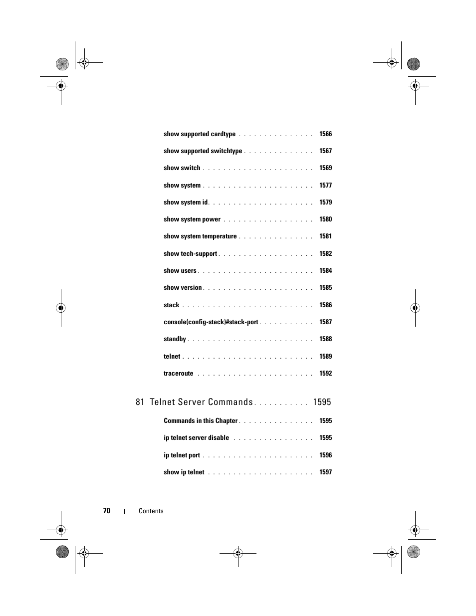 81 telnet server commands | Dell POWEREDGE M1000E User Manual | Page 70 / 1682