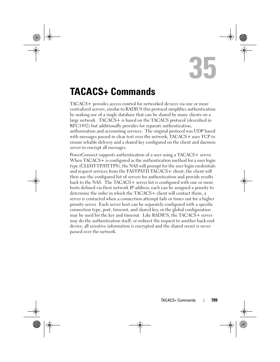 Tacacs+ commands, Tacacs, Commands | Dell POWEREDGE M1000E User Manual | Page 709 / 1682