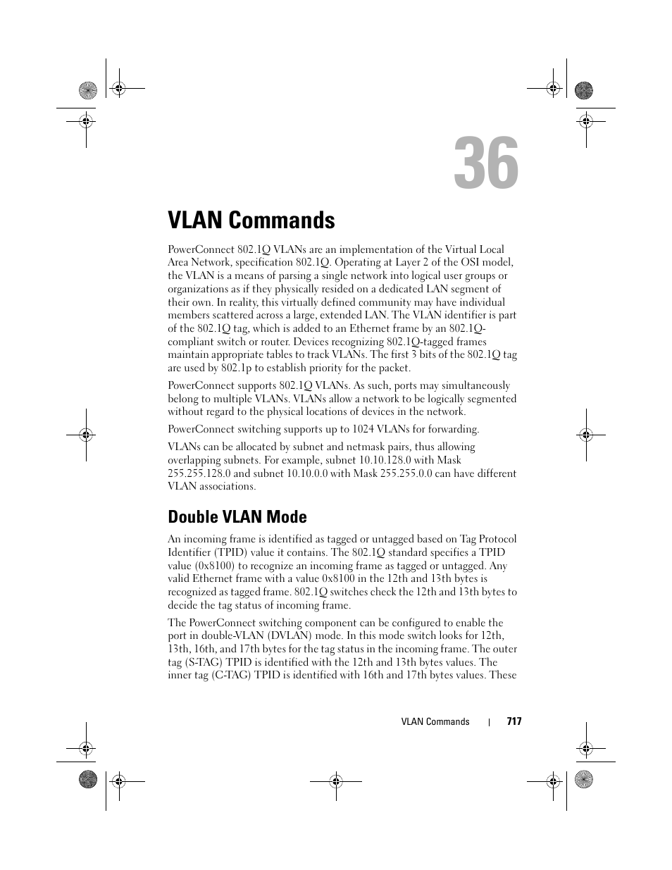 Vlan commands, Double vlan mode | Dell POWEREDGE M1000E User Manual | Page 717 / 1682