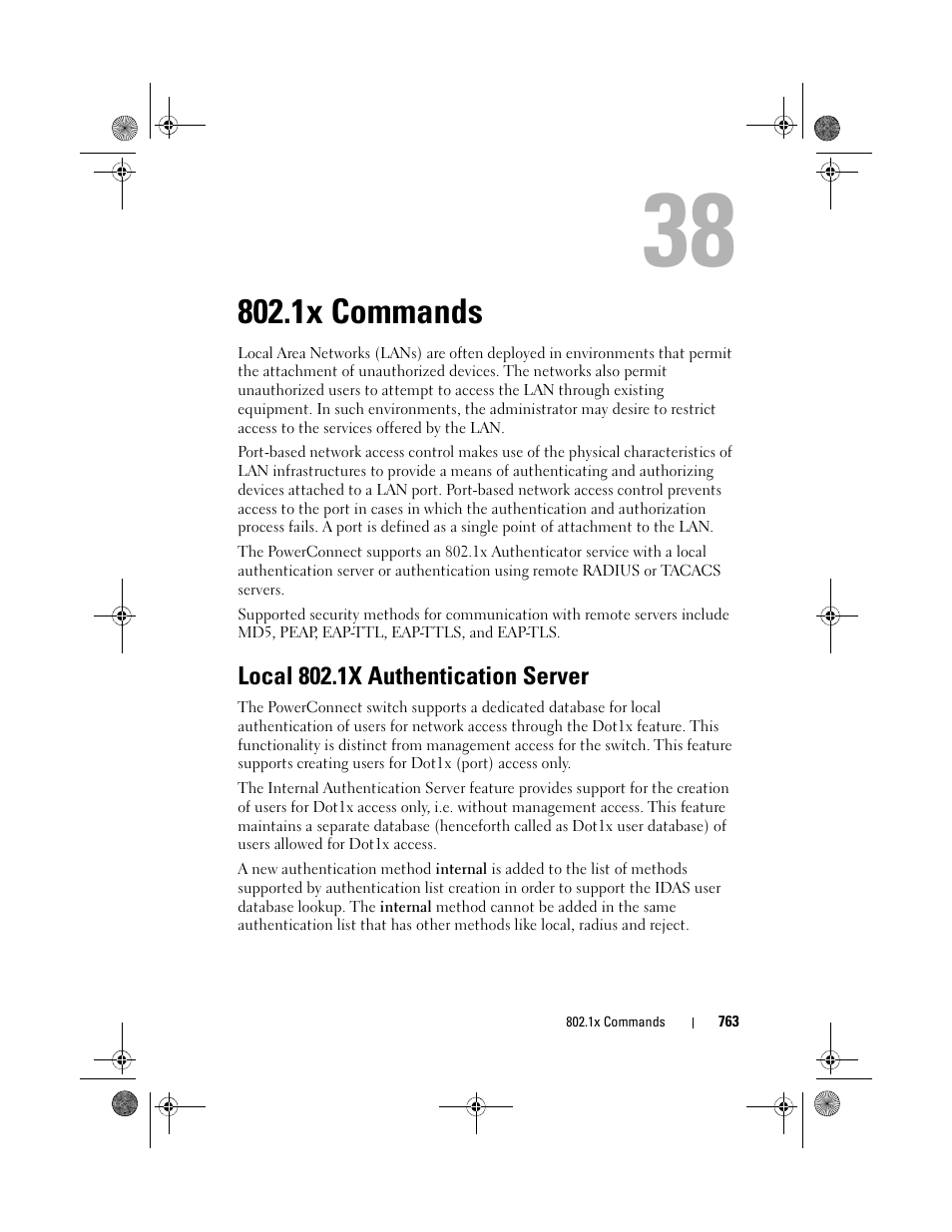 1x commands, Local 802.1x authentication server | Dell POWEREDGE M1000E User Manual | Page 763 / 1682