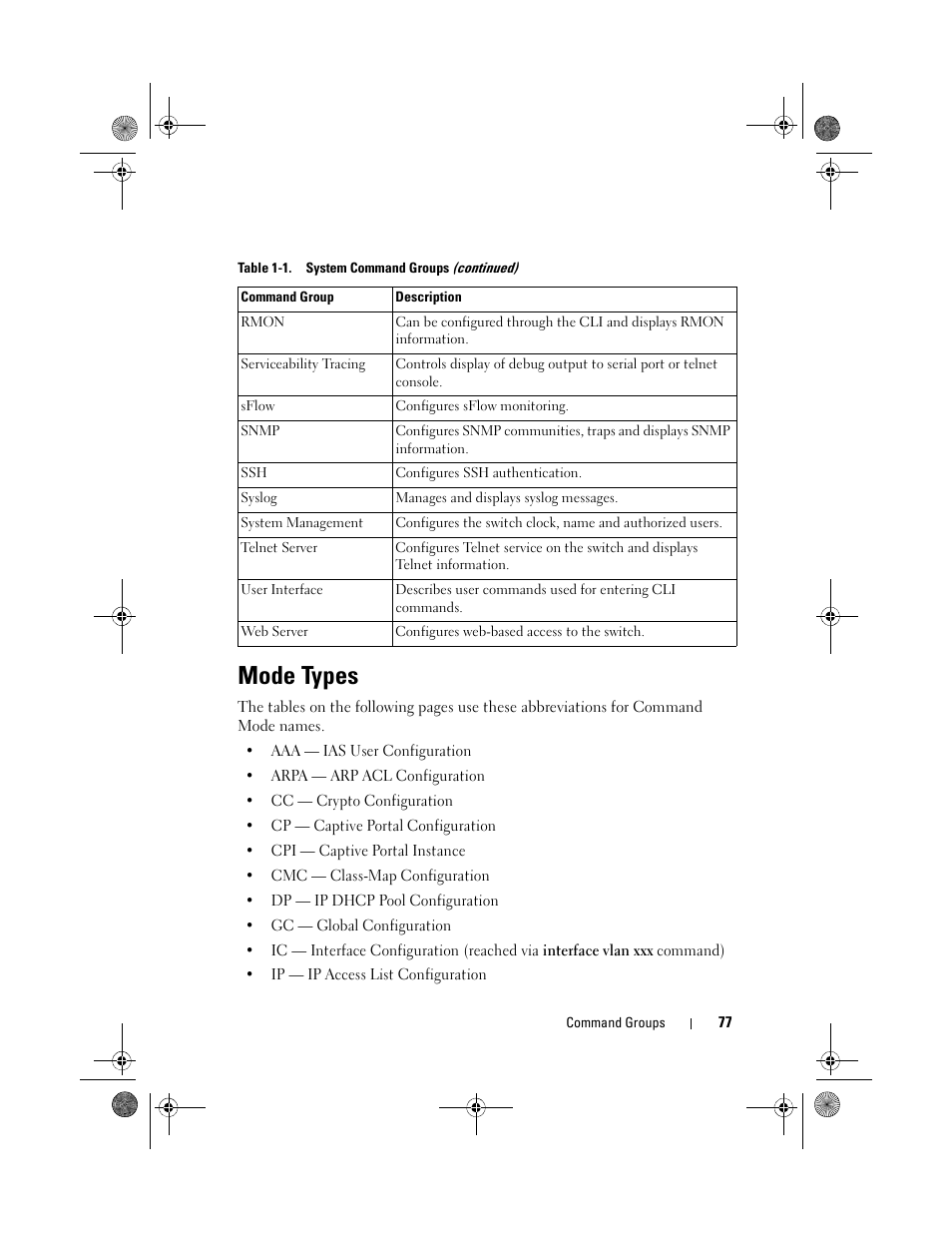 Mode types | Dell POWEREDGE M1000E User Manual | Page 77 / 1682