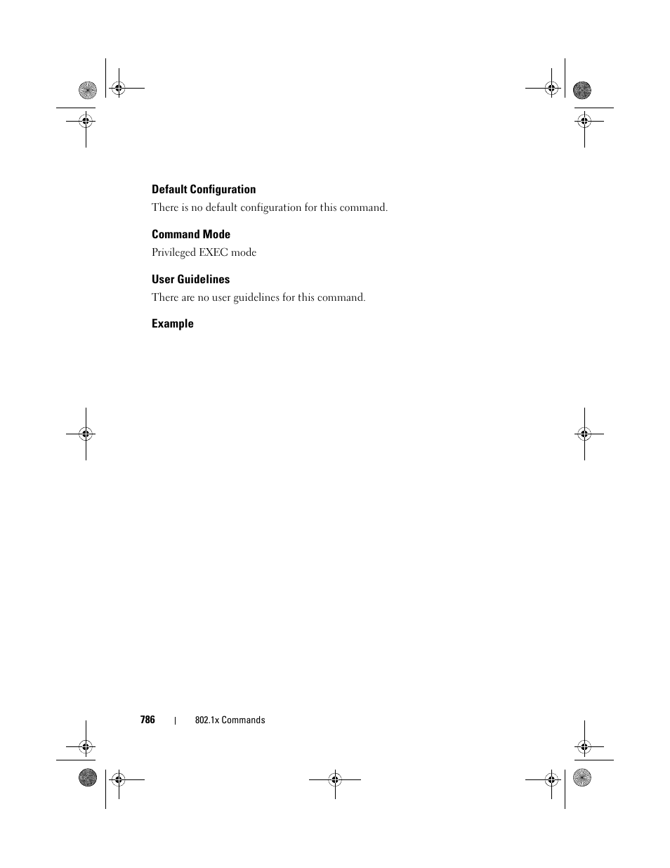 Default configuration, Command mode, User guidelines | Example | Dell POWEREDGE M1000E User Manual | Page 786 / 1682