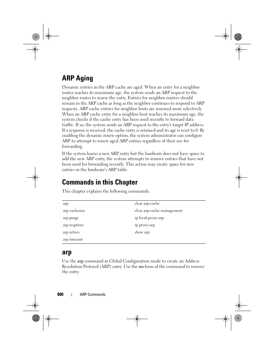 Arp aging, Commands in this chapter | Dell POWEREDGE M1000E User Manual | Page 800 / 1682