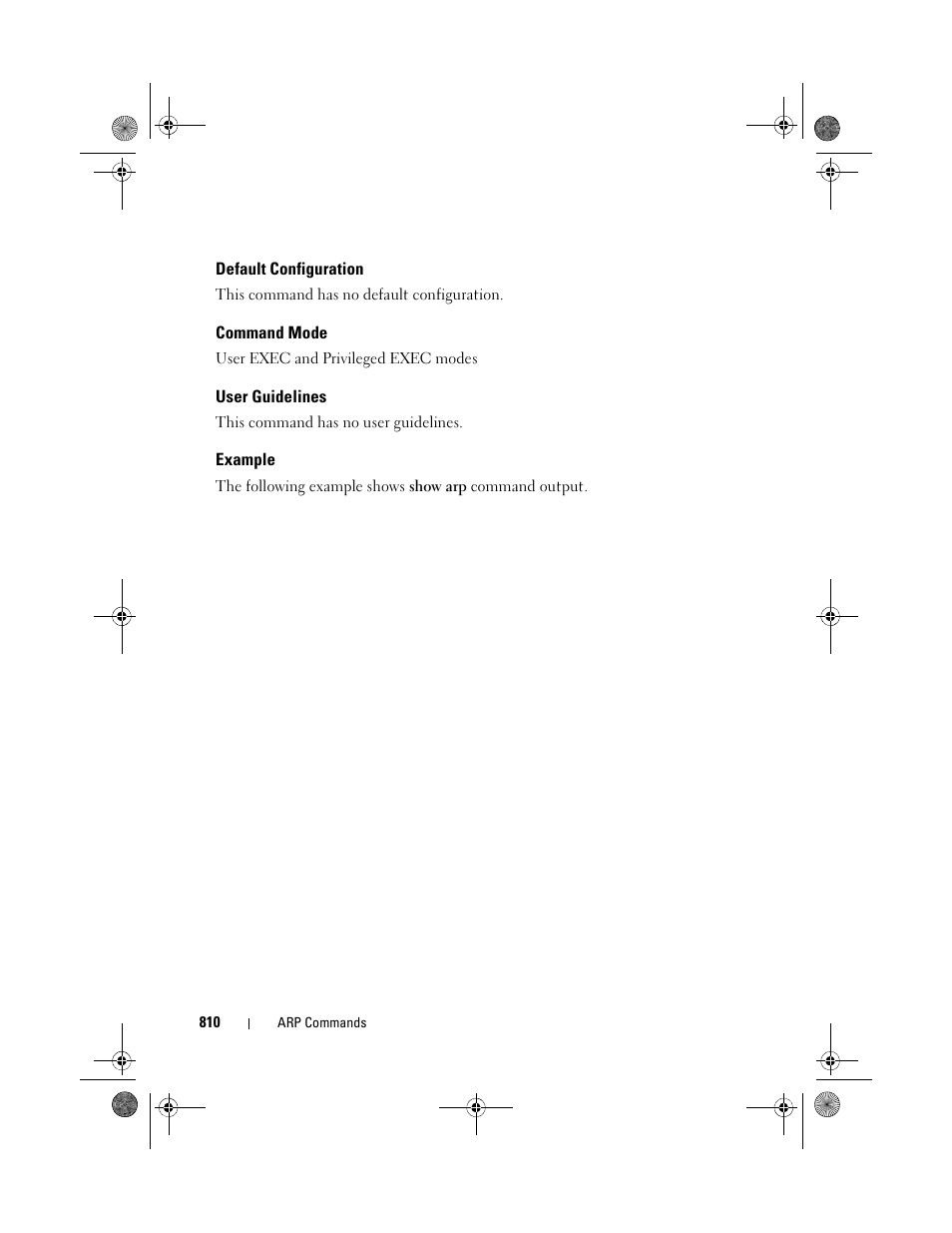 Default configuration, Command mode, User guidelines | Example | Dell POWEREDGE M1000E User Manual | Page 810 / 1682