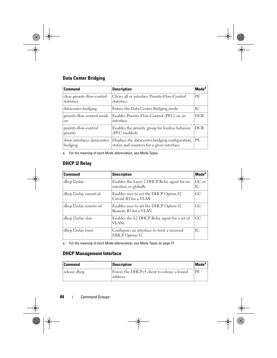 Data center bridging, Dhcp l2 relay, Dhcp management interface | Dhcp management, Interface | Dell POWEREDGE M1000E User Manual | Page 84 / 1682