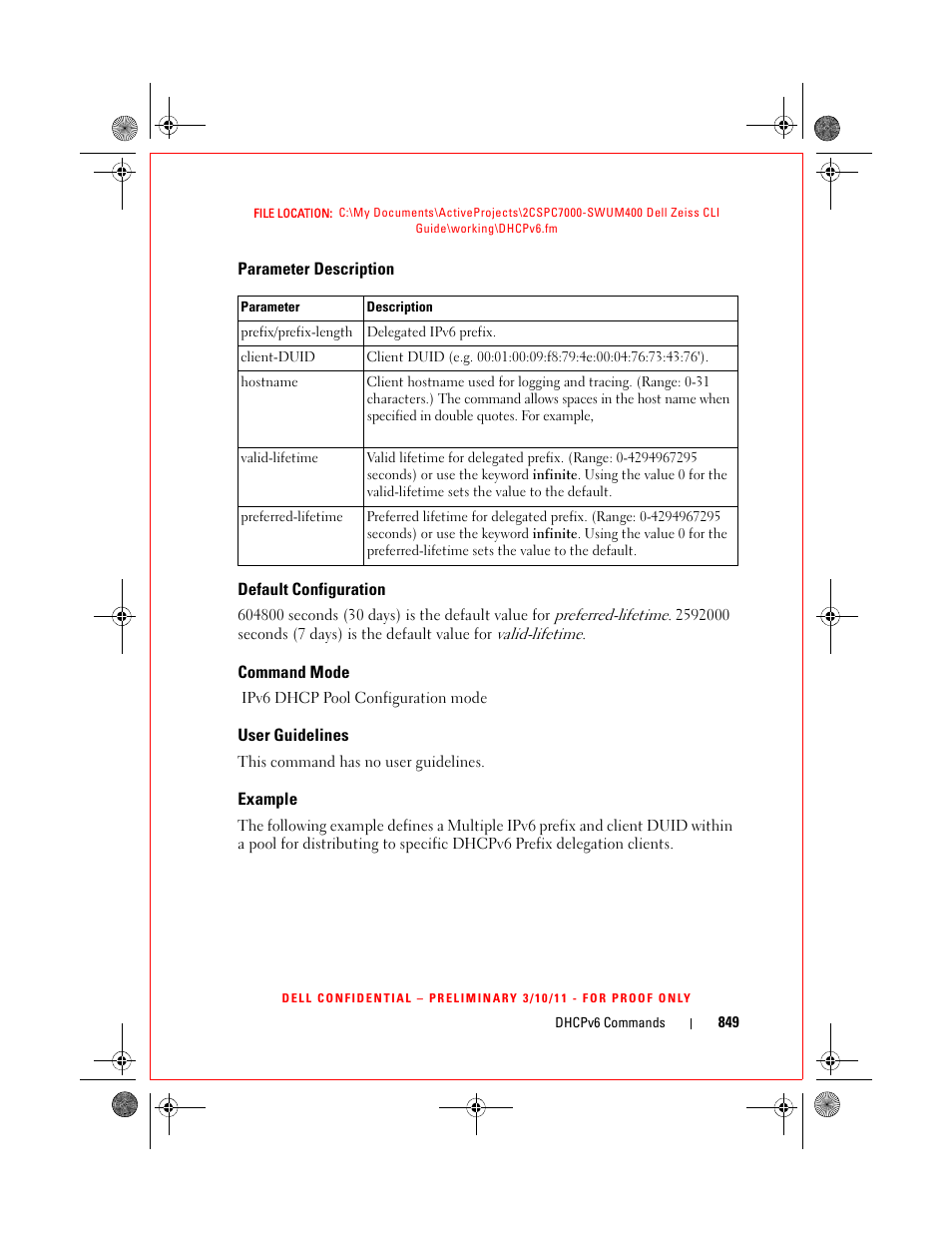 Parameter description, Default configuration, Command mode | User guidelines, Example | Dell POWEREDGE M1000E User Manual | Page 849 / 1682