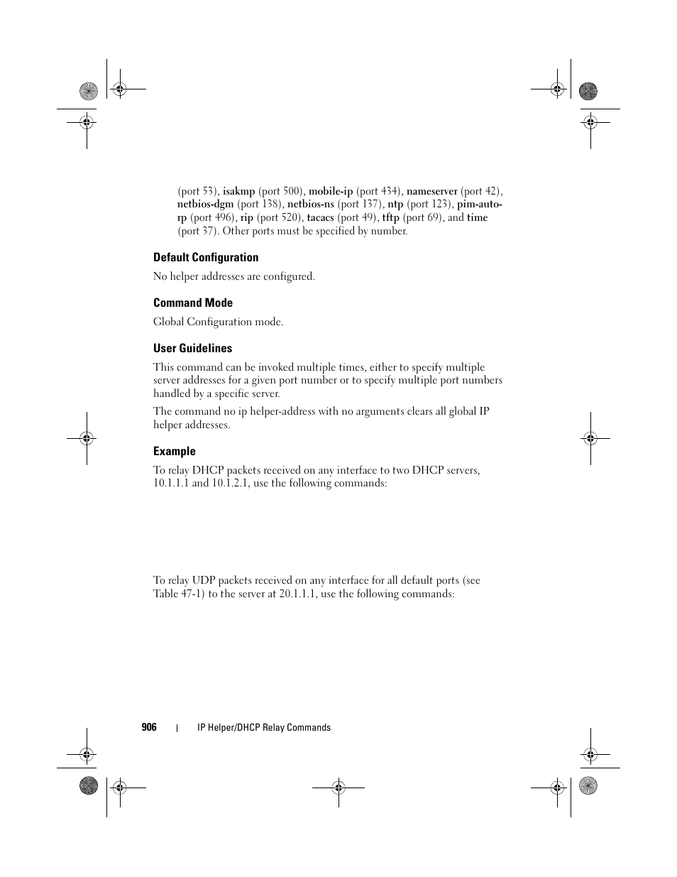 Default configuration, Command mode, User guidelines | Example | Dell POWEREDGE M1000E User Manual | Page 906 / 1682