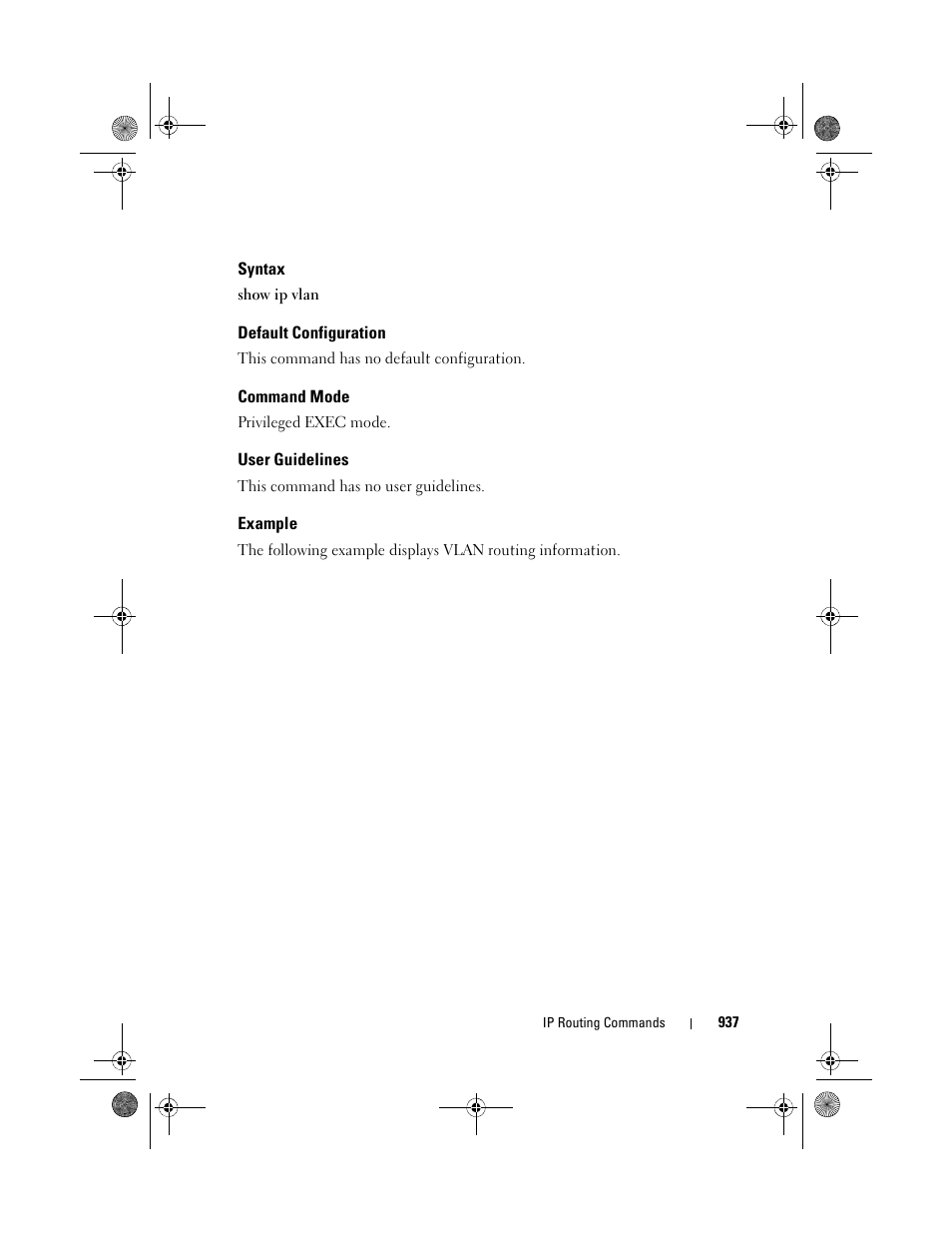 Syntax, Default configuration, Command mode | User guidelines, Example | Dell POWEREDGE M1000E User Manual | Page 937 / 1682