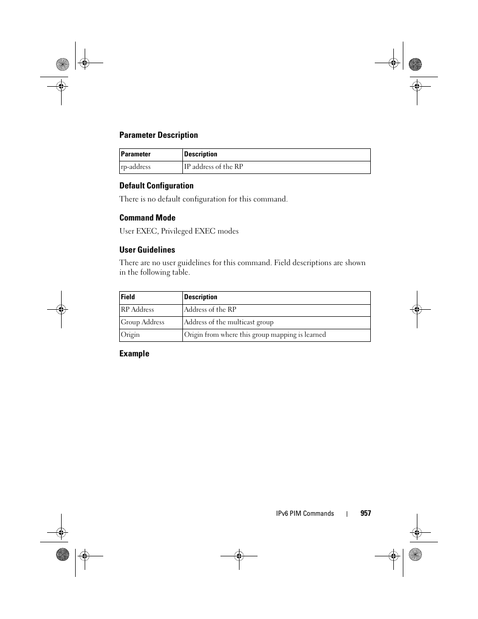 Parameter description, Default configuration, Command mode | User guidelines, Example | Dell POWEREDGE M1000E User Manual | Page 957 / 1682