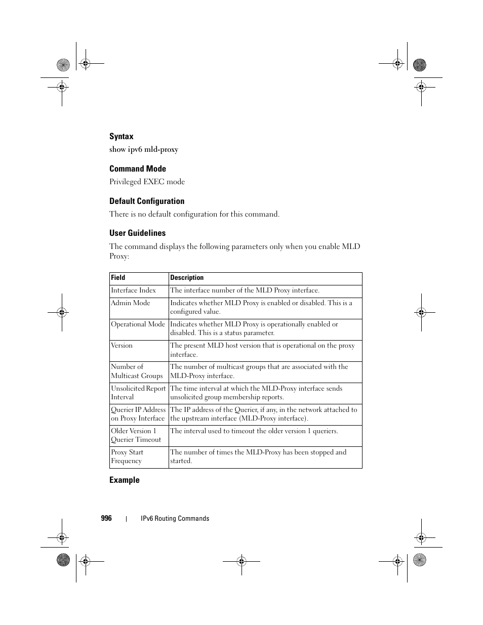 Syntax, Command mode, Default configuration | User guidelines, Example | Dell POWEREDGE M1000E User Manual | Page 996 / 1682