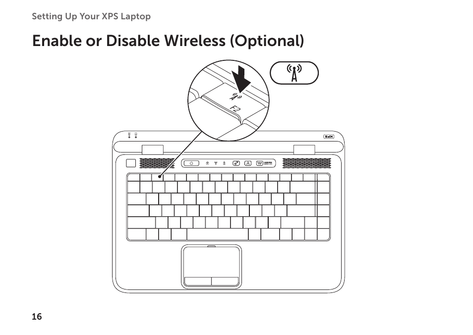 Enable or disable wireless (optional) | Dell XPS 14 (L401X, Late 2010) User Manual | Page 18 / 106