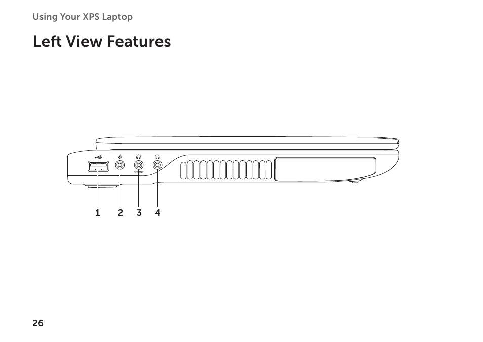 Left view features | Dell XPS 14 (L401X, Late 2010) User Manual | Page 28 / 106