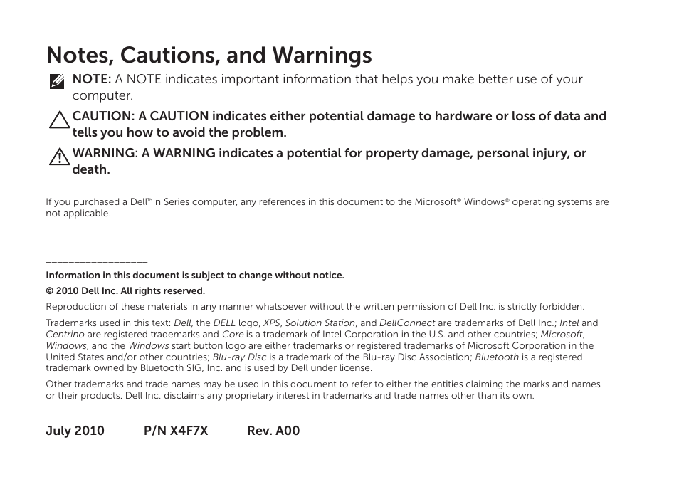 Dell XPS 14 (L401X, Late 2010) User Manual | Page 4 / 106