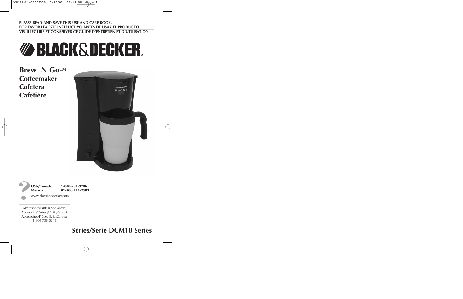 Black & Decker BREW 'N GO DCM18 User Manual | 11 pages