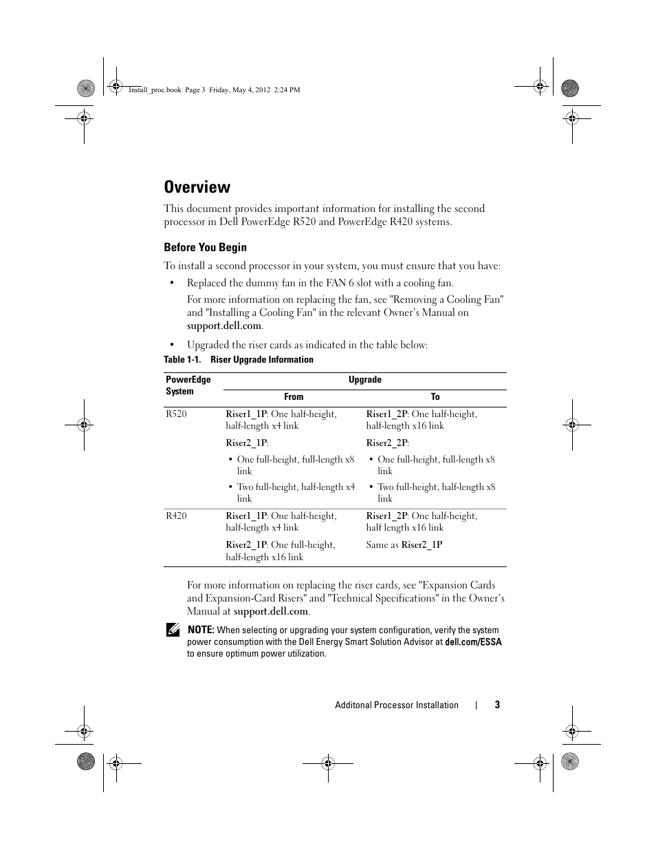 Overview, Before you begin | Dell POWEREDGE R520 User Manual | Page 3 / 8