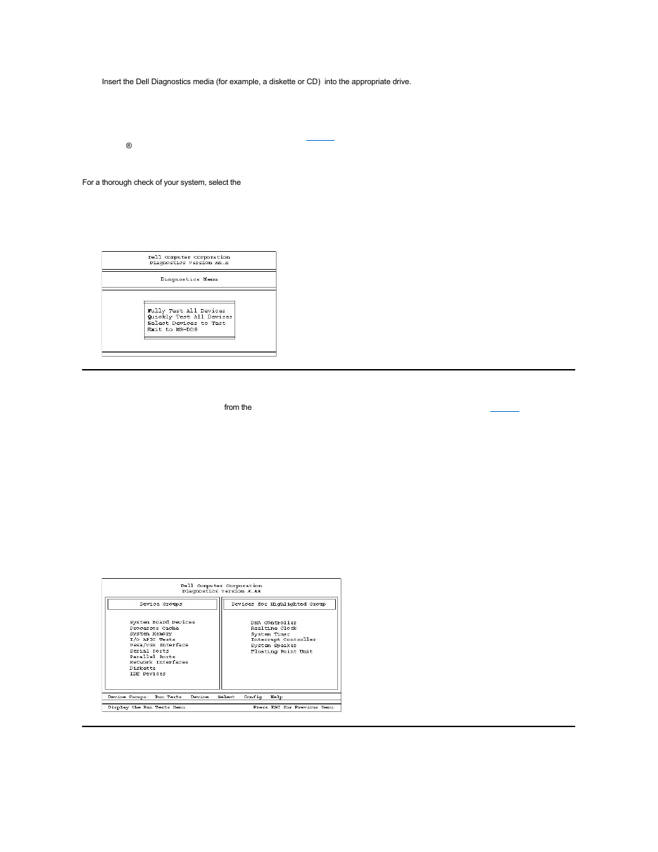 Dell diagnostics main screen overview, Confirming the system configuration information | Dell OptiPlex GX110 User Manual | Page 18 / 137