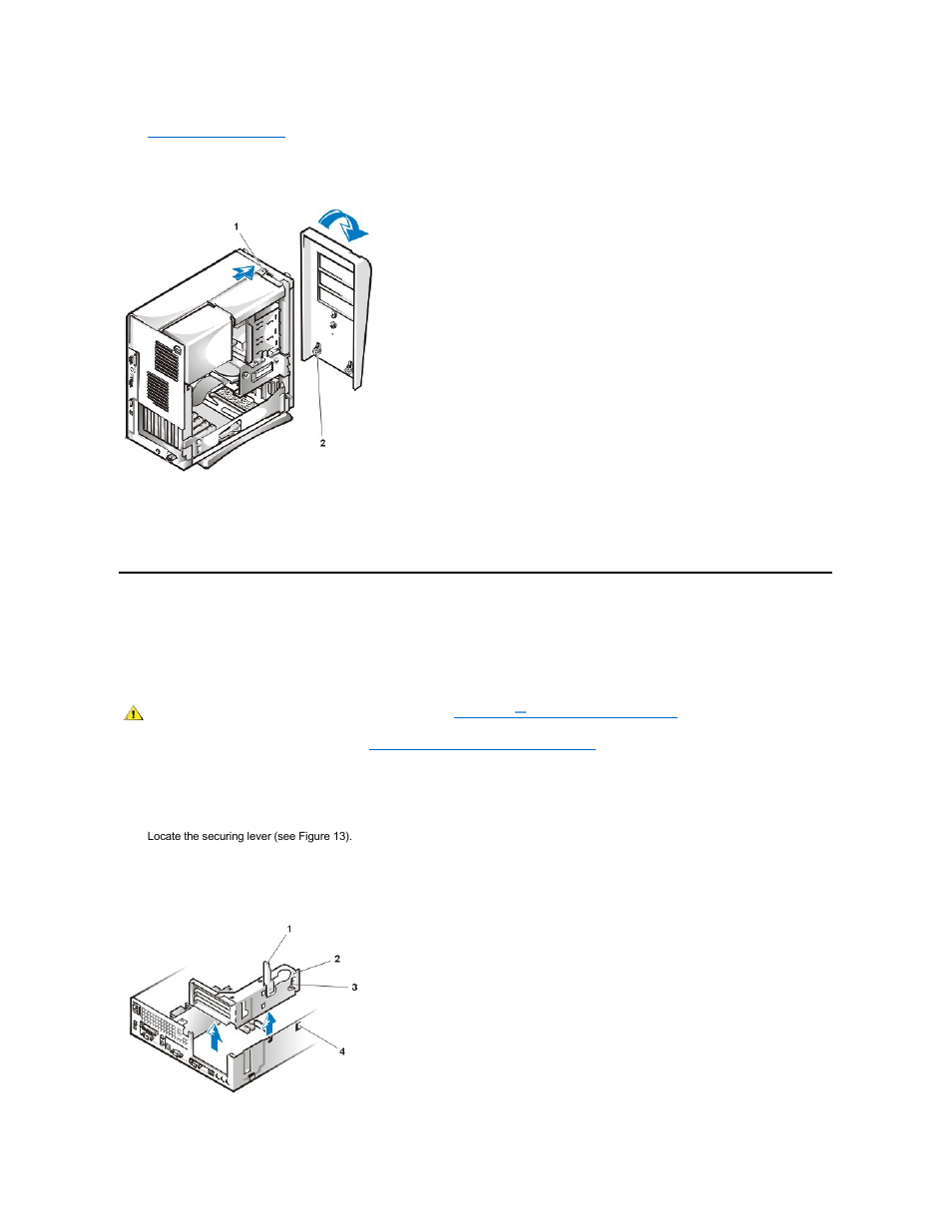 Removing and replacing the expansion-card cage | Dell OptiPlex GX110 User Manual | Page 65 / 137