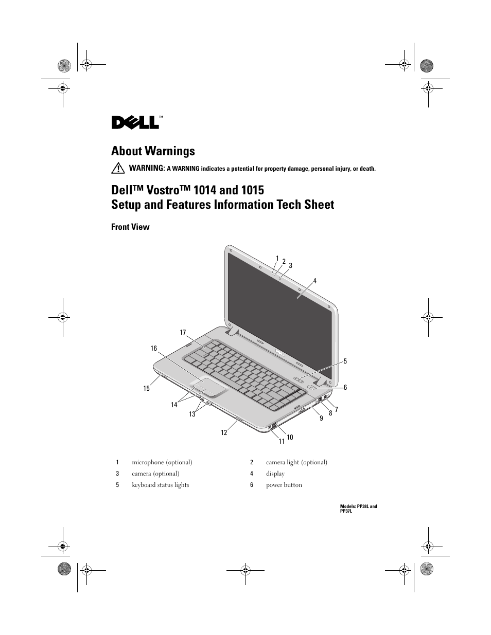 Dell Vostro 1015 (Mid 2009) User Manual | 7 pages