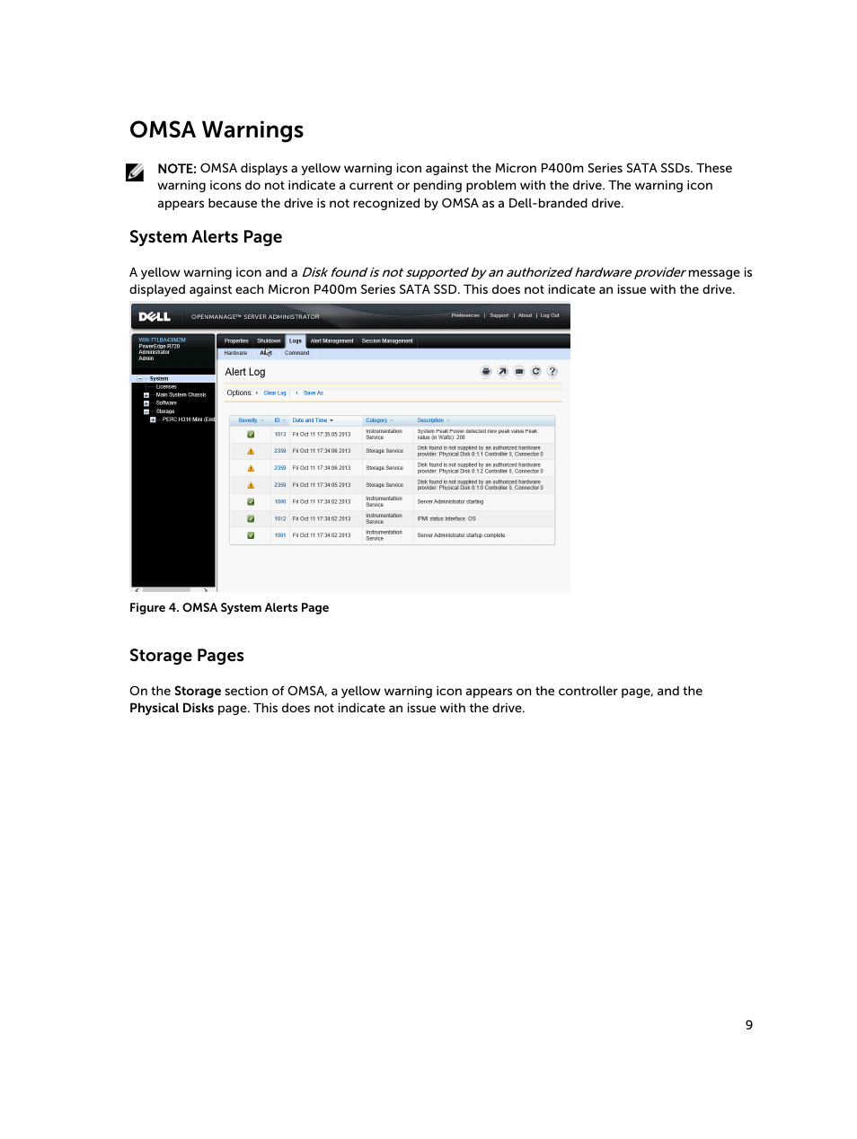 Omsa warnings | Dell PowerEdge R420 User Manual | Page 9 / 13