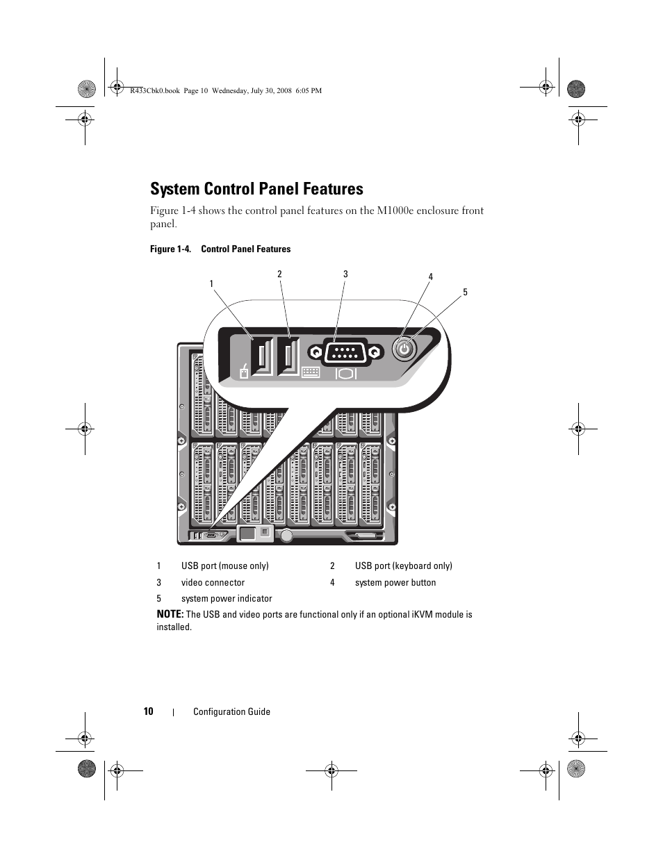 System control panel features | Dell PowerEdge M605 User Manual | Page 12 / 210