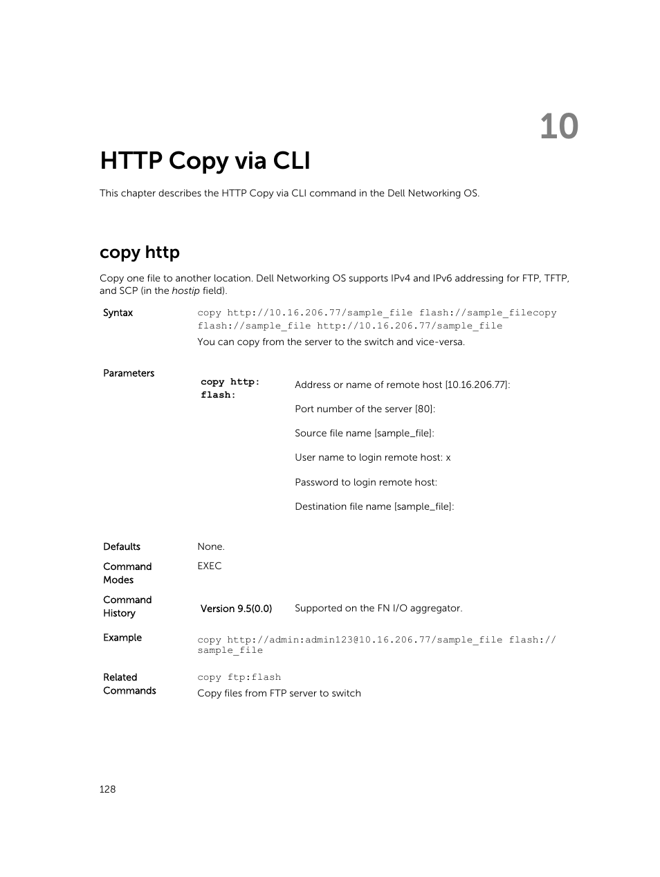 Http copy via cli, Copy http, 10 http copy via cli | Dell PowerEdge FX2/FX2s User Manual | Page 128 / 462