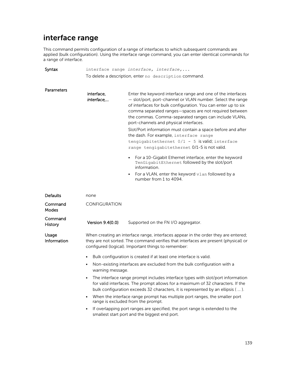 Interface range | Dell PowerEdge FX2/FX2s User Manual | Page 139 / 462