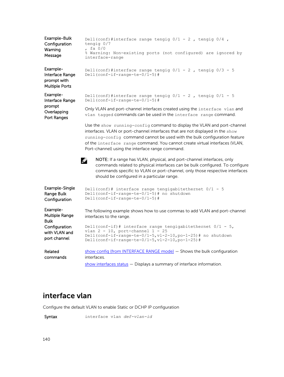 Interface vlan | Dell PowerEdge FX2/FX2s User Manual | Page 140 / 462