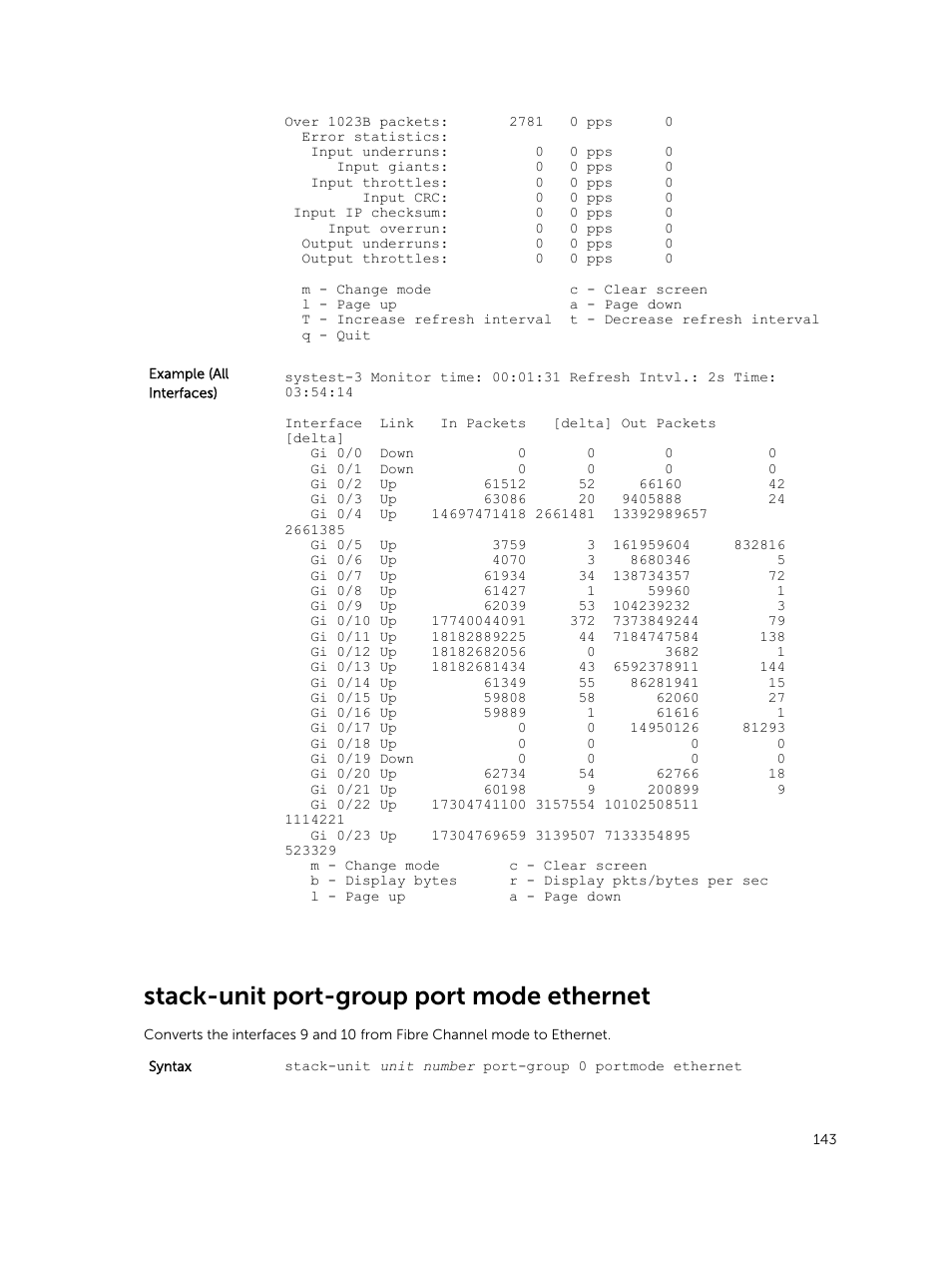 Stack-unit port-group port mode ethernet | Dell PowerEdge FX2/FX2s User Manual | Page 143 / 462