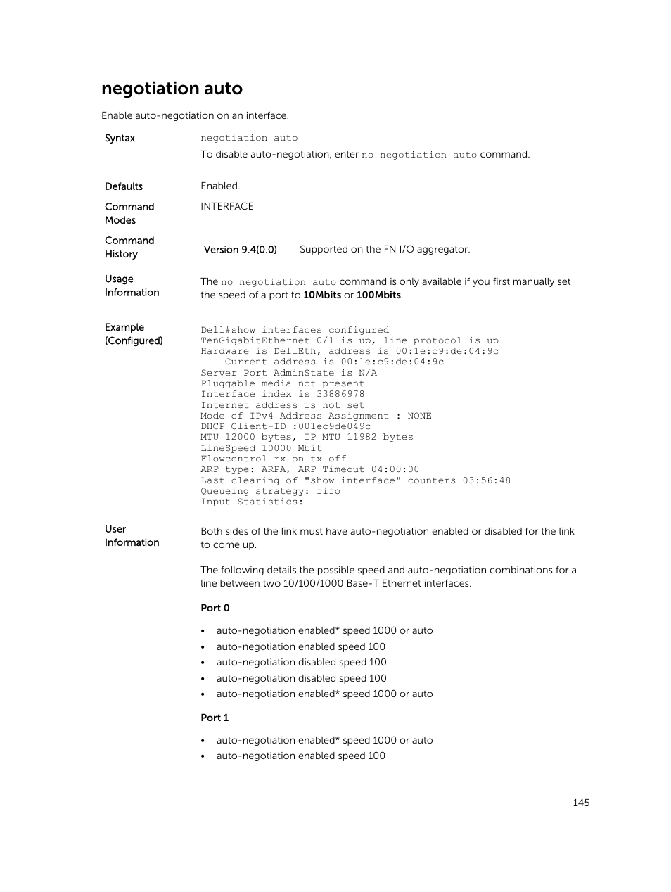 Negotiation auto | Dell PowerEdge FX2/FX2s User Manual | Page 145 / 462