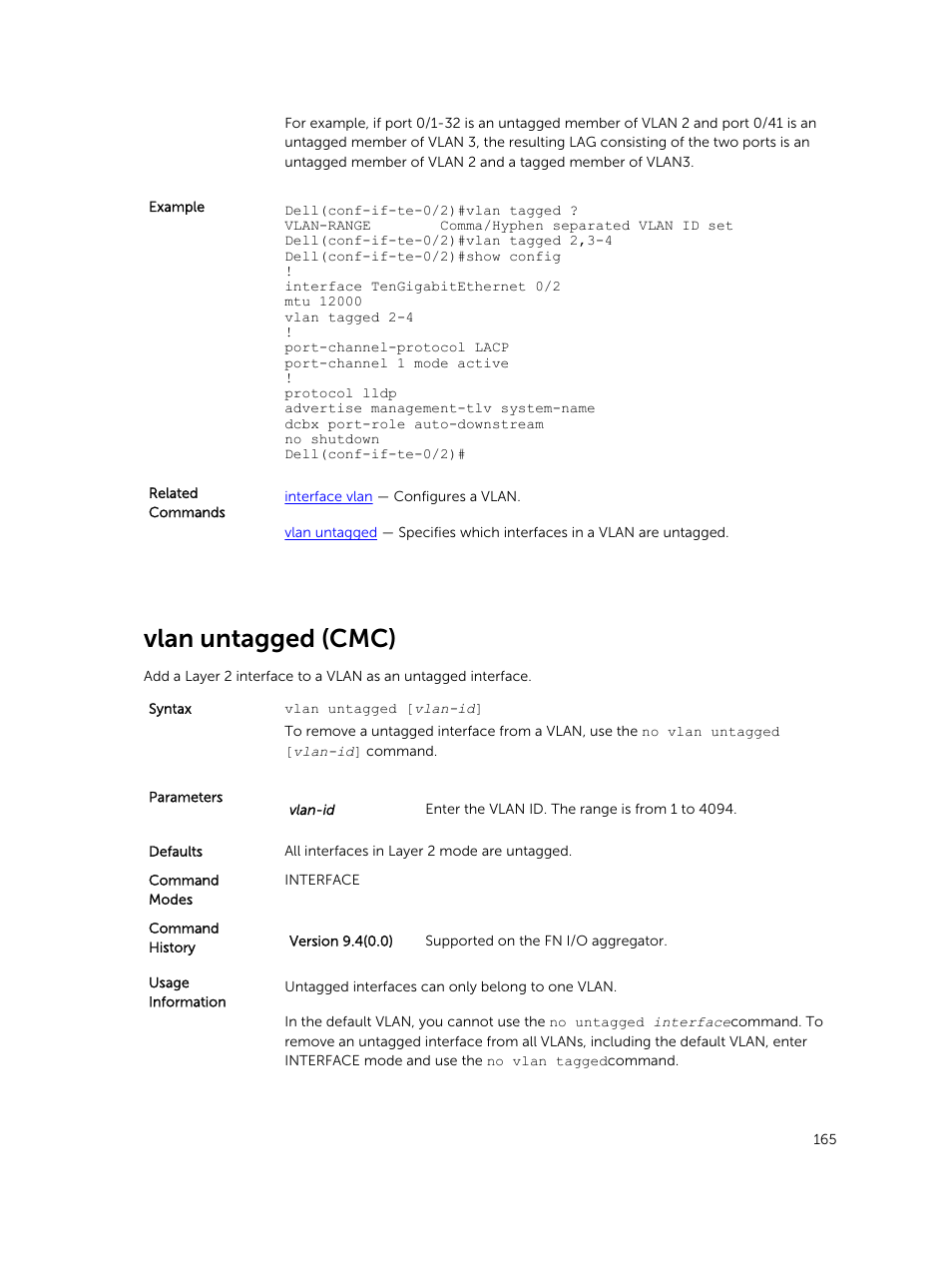 Vlan untagged (cmc), Vlan untagged | Dell PowerEdge FX2/FX2s User Manual | Page 165 / 462