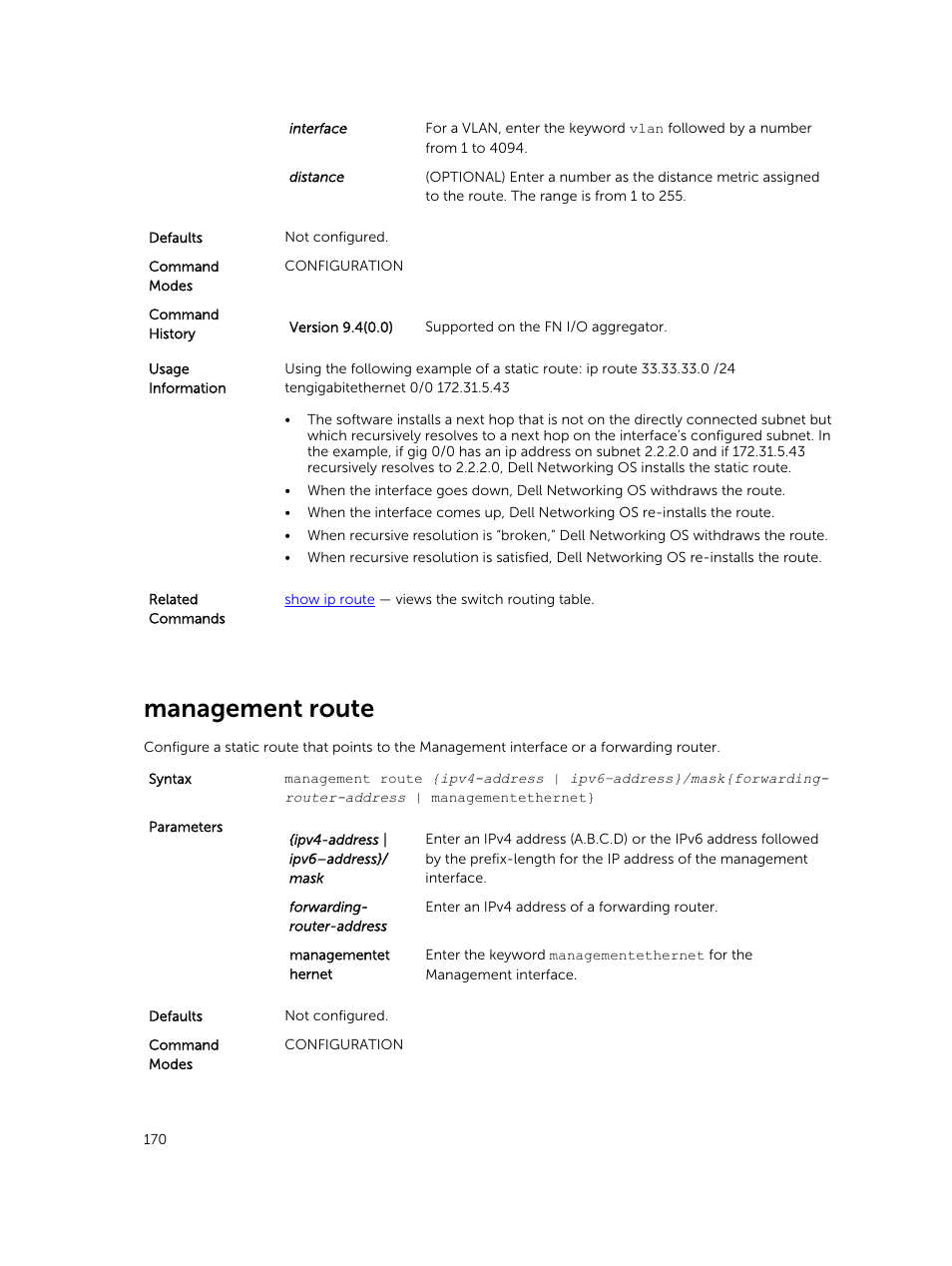 Management route | Dell PowerEdge FX2/FX2s User Manual | Page 170 / 462