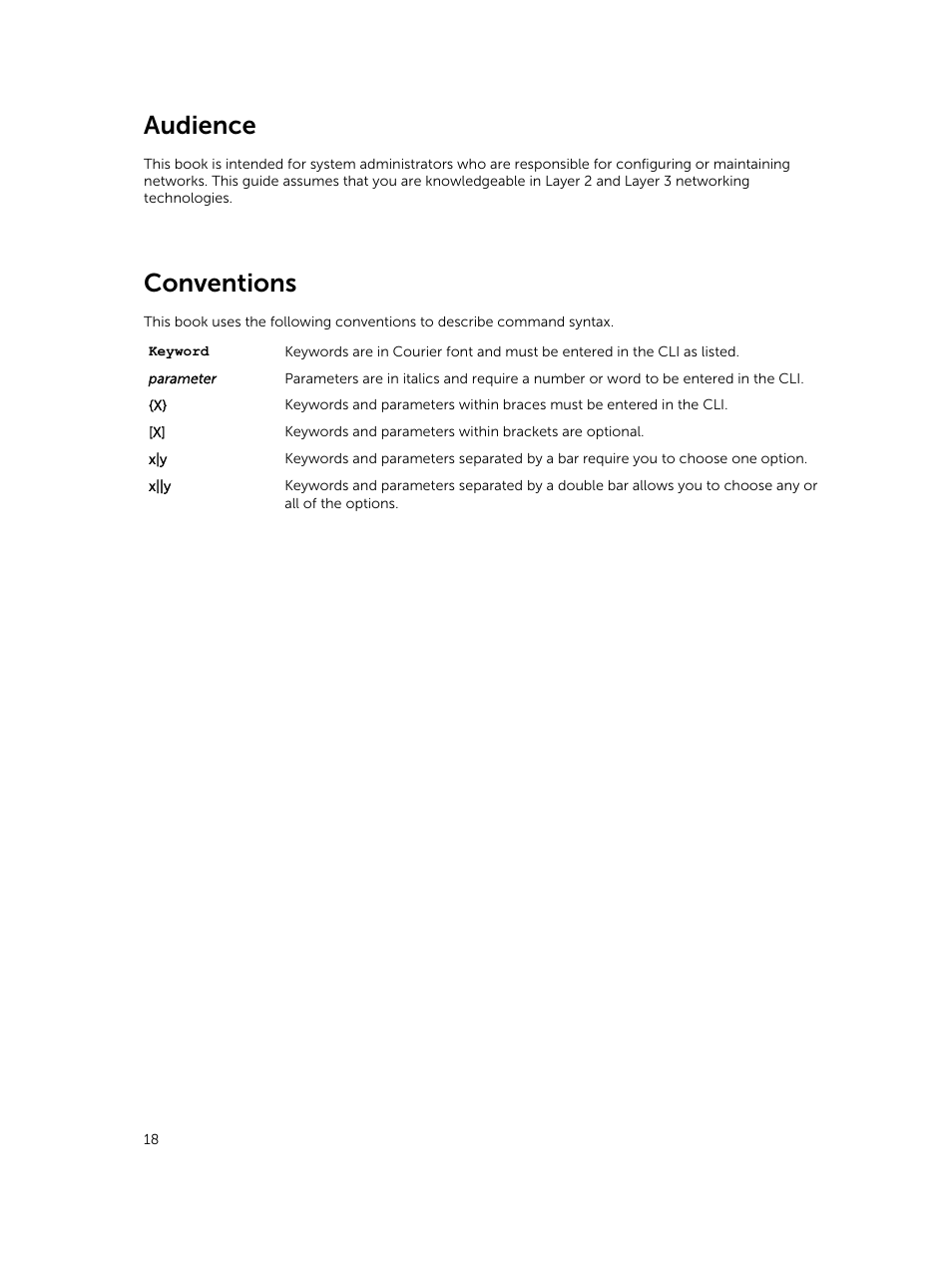 Audience, Conventions | Dell PowerEdge FX2/FX2s User Manual | Page 18 / 462