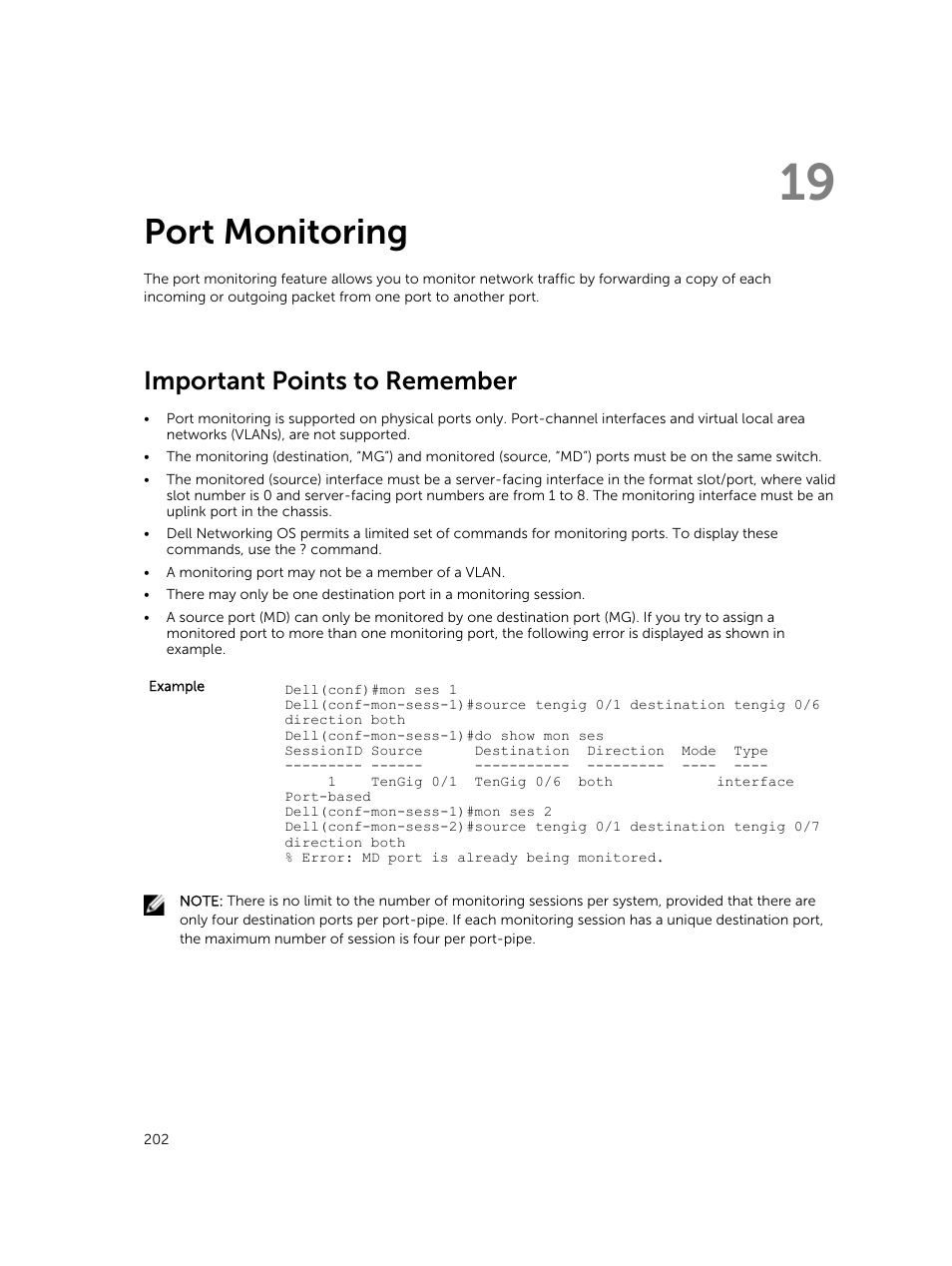 Port monitoring, 19 port monitoring, Important points to remember | Dell PowerEdge FX2/FX2s User Manual | Page 202 / 462